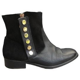 Zadig & Voltaire Arcade Black Leather and Suede Ankle Boots