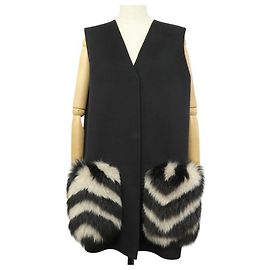 NUEVO CHALECO FENDI SIN MANGAS DE PIEL DE ZORRO FF8474 42 IT M 38 FR