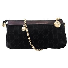 NUOVA GUCCI 162876 BORSA A MANO POCHETTE VELLUTO GG NERO BORSA A TRACCOLLA HAND BAG