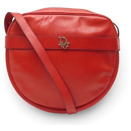 BOLSA DE MÃO VINTAGE CHRISTIAN DIOR POCHETTE EM COURO VERMELHO BANDOULIERE POUCH