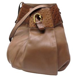 BOLSO DE MANO VINTAGE DELVAUX FAUST EN CUERO GRANEADO Y AVESTRUZ BOLSO BANDOLERA