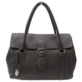 BOLSA DE MÃO FENDI LINDA 8BR547 EM COURO GRAINÉ SELLERIA BOLSA DE OMBRO