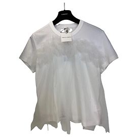 Comme Des Garcons Comme des Garçons Baumwoll-T-Shirt mit Tüll-Overlay - Weiß
