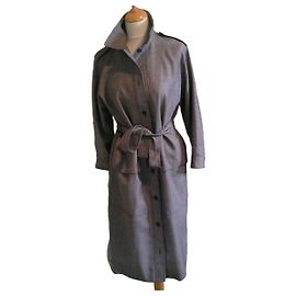 Guy Laroche Grey Houndstooth Wool Coat Dress
