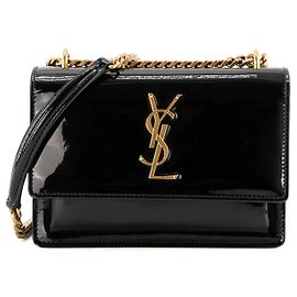 Autre Marque SAINT LAURENT - Saint Laurent Sunset Schultertasche aus schwarzem Lackleder