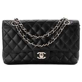CHANEL - Sac à épaule Classique/Timeless 11.12 Chanel en cuir caviar noir