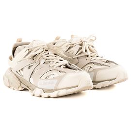 BALENCIAGA - Sneakers Track Balenciaga en cuir et toile blanche et grise (T37)