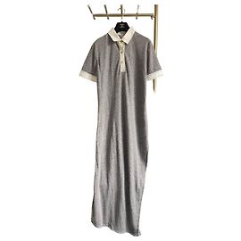 Robe longue Loewe grise en lin color-block