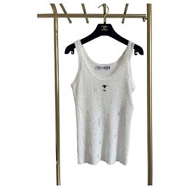 Top Dior Branco de Algodão com Bordado de Abelha