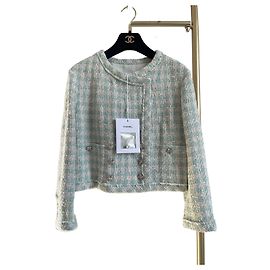 Chaqueta Chanel 23S de Tweed Cuadros Verde Menta