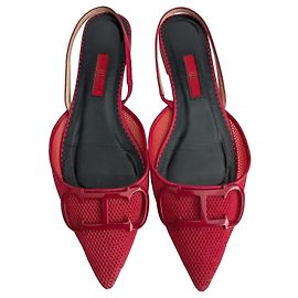 Carolina Herrera Red mesh flat shoes with CH logo