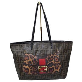 Fendi Zucca Shopper Tote Baguette Print Roll Braun/Schwarz