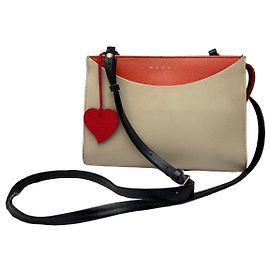 Borsa a tracolla strutturata Vintage Marni in pelle Saffiano c. 2018 Crema Arancione Nero