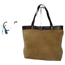 Vintage Loewe Strukturierte Wildleder Tote Bag Ende der 1990er Tan Brown