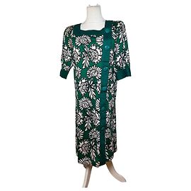Abito Vintage Yves Saint Laurent in cotone floreale Verde Bianco M
