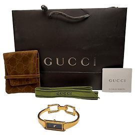 Vintage Gucci 1500L Armbanduhr Ende der 1990er Gold Black