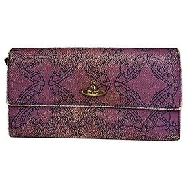Portafoglio Bifold in Pelle Vintage Vivienne Westwood Purple Black