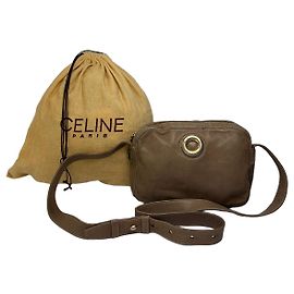Céline Borsa a tracolla strutturata in pelle Vintage Celine c. 1994 Taupe