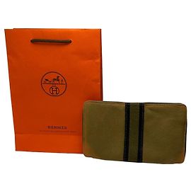 Vintage Hermès Canvas Bifold Wallet 2017 Olive Green
