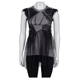 Top de alças ajustado com lantejoulas cinza Valentino - UK 6 XS seminovo