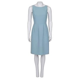 Dolce & Gabbana Kleid aus blauer Wolle mit Kristallbesatz Sz.40 gebraucht