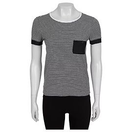 Chanel 2015 Camiseta Ajustada a Rayas Negro y Blanco FR 34 XS de segunda mano