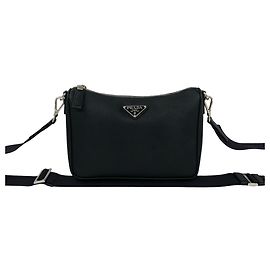 Prada Black Saffiano Leather Shoulder Bag Pouch