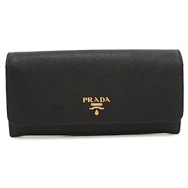 Prada Black Calfskin Bi-fold Long Wallet