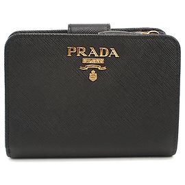 Carteira Bi-Fold Prada em couro de bezerro preto