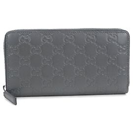 Portafoglio lungo Gucci in pelle grigia
