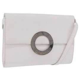 Céline CELINE Circle Shoulder Bag Leather White Silver