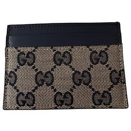 Tarjetero Gucci GG Supreme Beige y Azul Marino