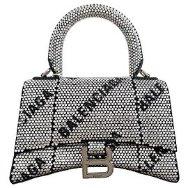 Balenciaga Hourglass XS Allover Logo Rhinestone Handbag