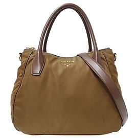 Prada Brown Nylon Handbag