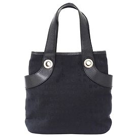 Bulgari Bolso Tote Bvlgari de lona negra