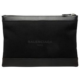 Borsa a pochette Balenciaga Navy Clip in tela e pelle