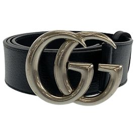 Cinturón Gucci GG Marmont de cuero negro