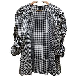 Autre Marque Blusa Anplegant de cuadros con mangas fruncidas