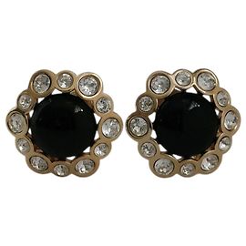 Brincos de pressão Christian Dior Vintage com grandes pedras de cristal