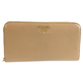 Portefeuille long Prada Saffiano en cuir beige
