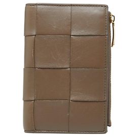 Portafoglio bi-fold in pelle marrone Bottega Veneta