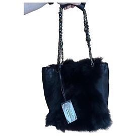 Philipp Plein Bolsa de Mão Couro Preto com Pele