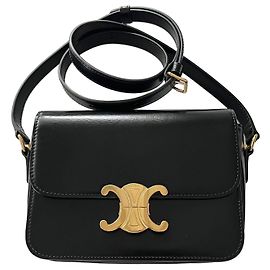 Céline Celine Borsa Teen Triomphe pelle nera lucida