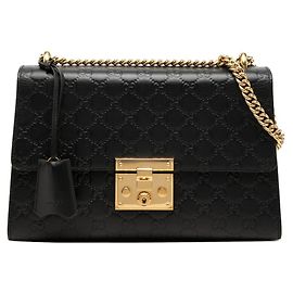 Borsa a tracolla Gucci Guccissima con catena e lucchetto