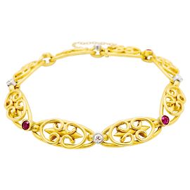Autre Marque Pulseira do início do século XX em ouro amarelo, rubis e diamantes.