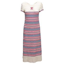 Vestido Maxi Chanel La Pausa Cruise 2019 Branco & Multicolorido Tamanho FR 38