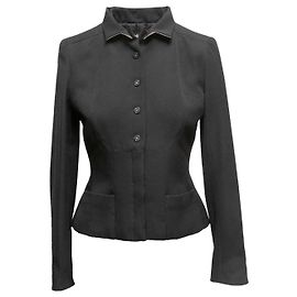 Chaqueta ajustada de lana con ribetes de seda Chanel negra Talla FR 38