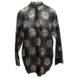 Vestido camisero Christian Dior con estampado astrológico en blanco y negro Talla FR 36