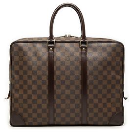 Louis Vuitton Damier Ebene Porte Documents Voyage PM Business Tasche Braun