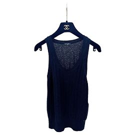 Gilet in maglia Chanel in cashmere nero con fibbia a cuore